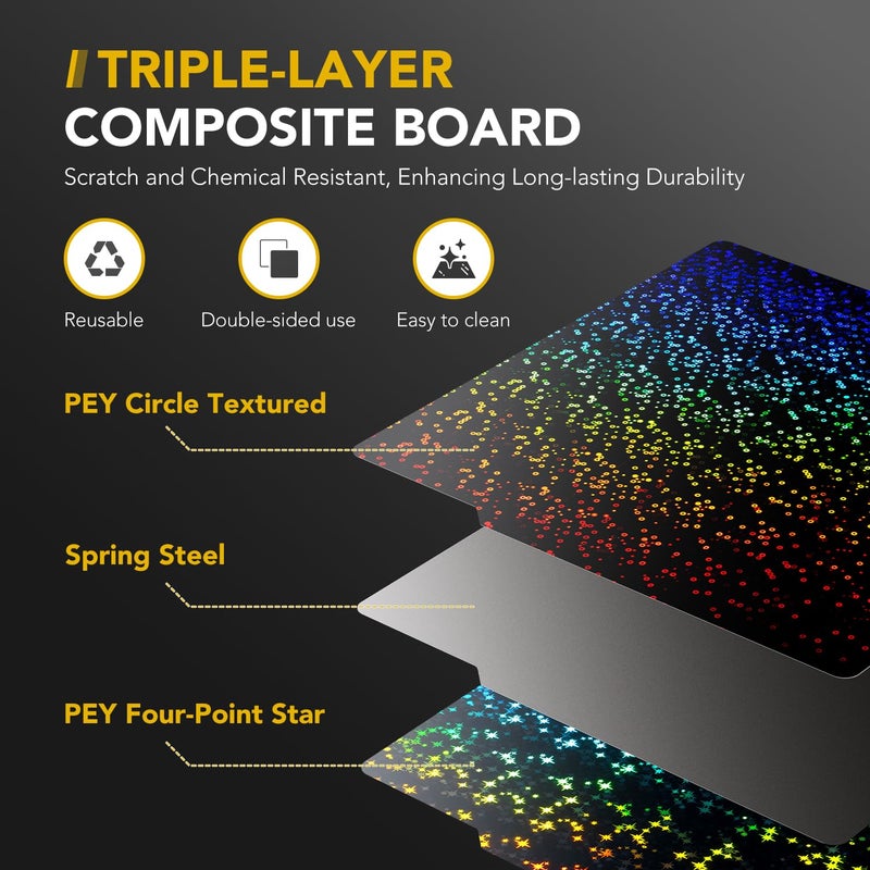 Vokelater 3D Printer Build Plate for Bambu Lab X1 X1C X1E P1P P1S A1, 3D Printer Accessories PEY Dual Texture 257x257mm, Flexible Spring Steel Hot Bed Platform Sheet - Image 3
